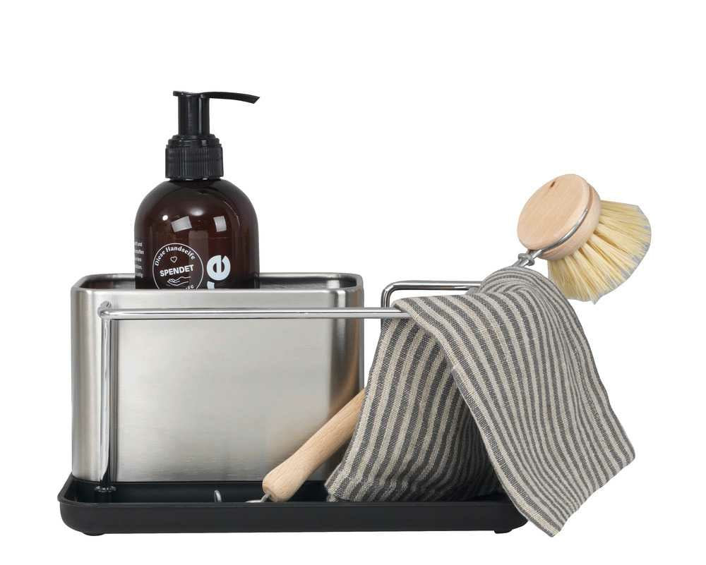 WENKO Spülbecken-Caddy, 21 × 12 × 10,5 cm, Edelstahl/Polypropylen, Silber