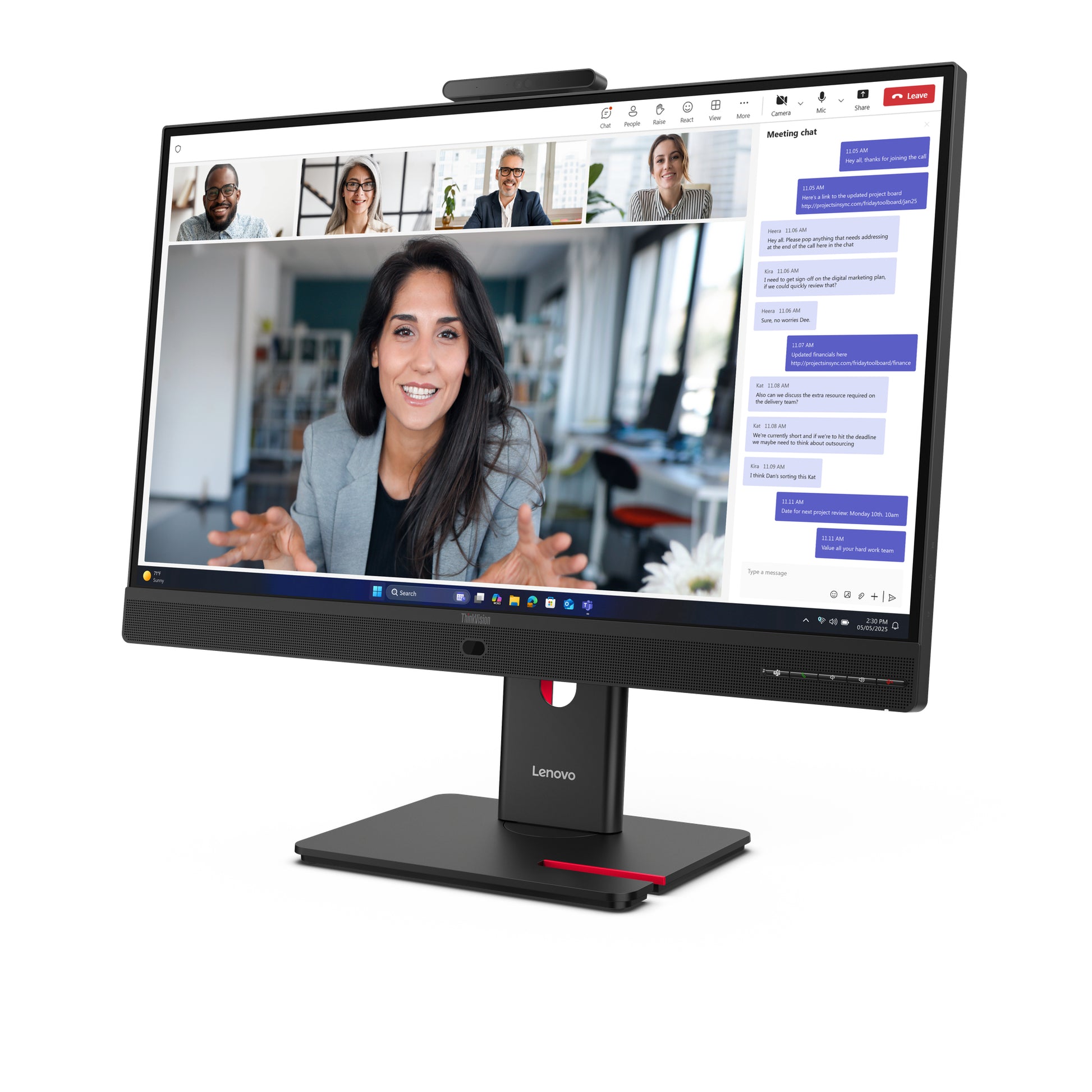 Lenovo ThinkVision T24-4v – 23,8", 1920 × 1080 (Full HD), IPS, 120 Hz, Webcam