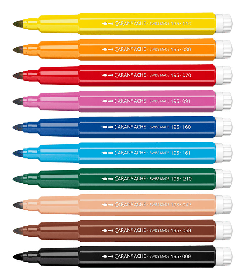Caran d-Ache Caran d'Ache – Filzstifte Swisscolor, Strichbreite 5 mm, auswaschbar, 10 Farben