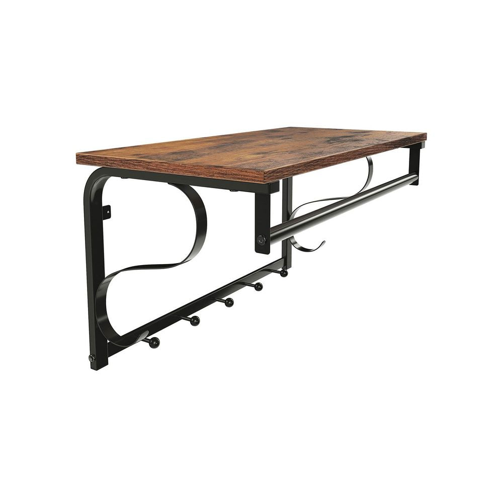 Vasagle Wandgarderobe – 5 Haken, MDF/Edelstahl, Braun, 60 × 30 × 31,7 cm