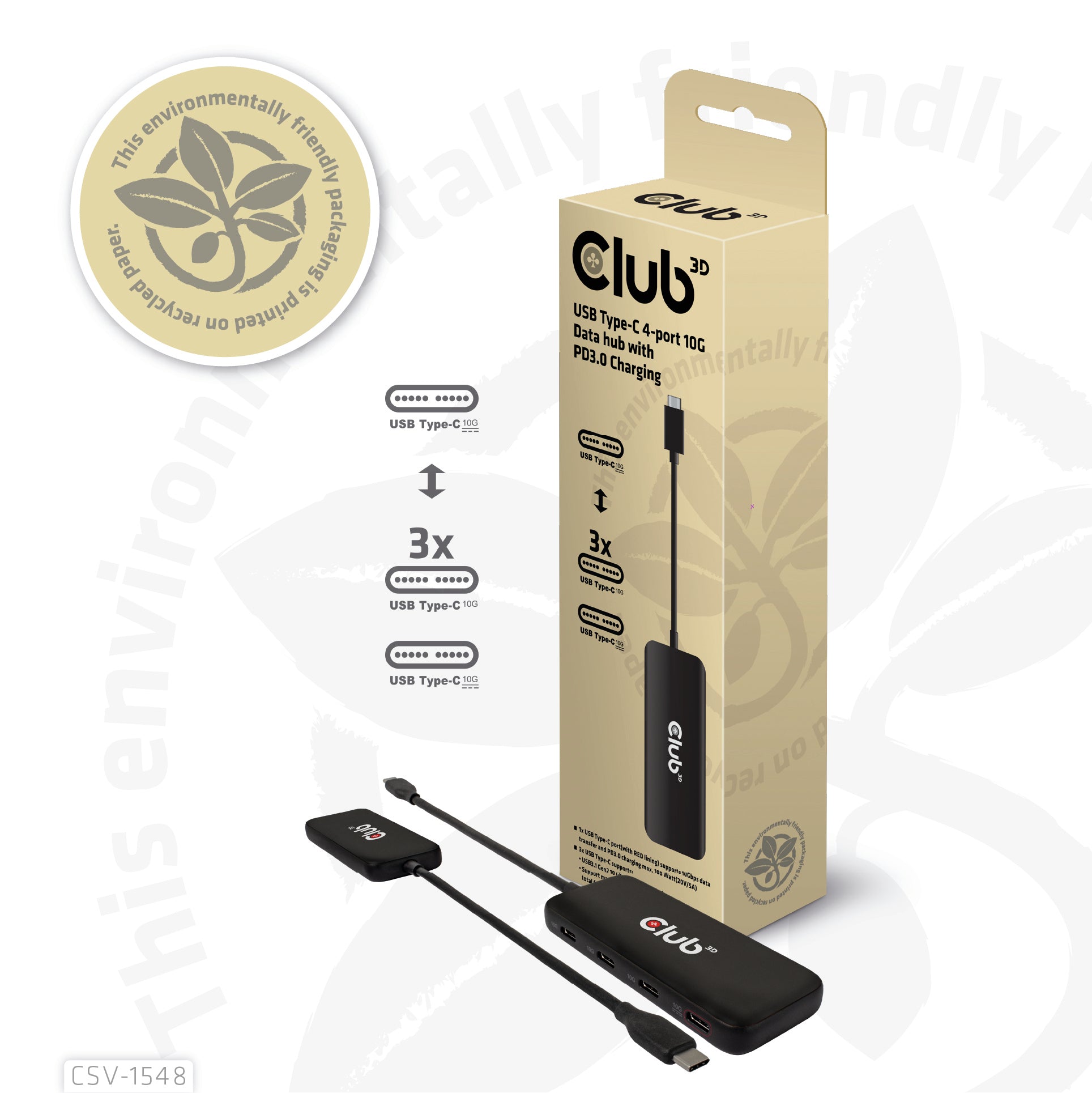 CLUB3D Club 3D CSV-1548 USB-Hub – 4× USB-C