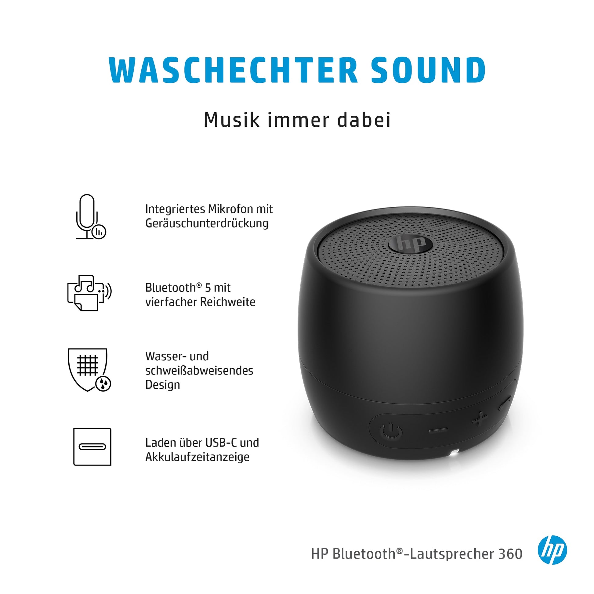 HP 360 – Bluetooth-Lautsprecher – Schwarz