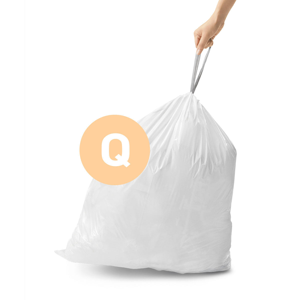 simplehuman Kehrichtsack für Code Q – 65 l, mit Zugband, Kunststoff, weiss, 828 × 637 mm, 60 Stk