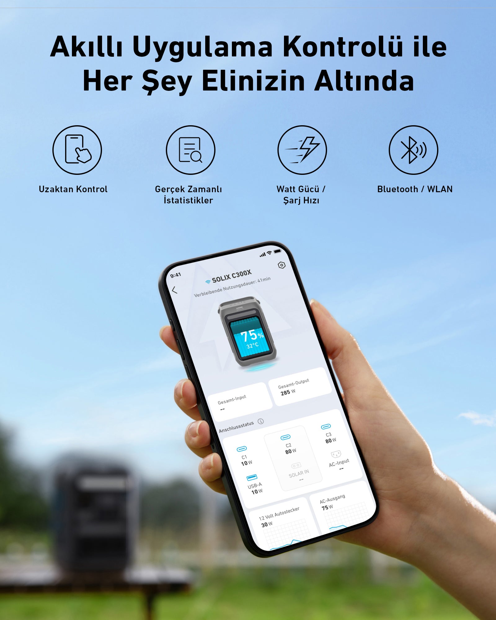 Anker SOLIX C300X – Powerstation, 288 Wh, LiFePO4, 5× AC, WLAN, Bluetooth
