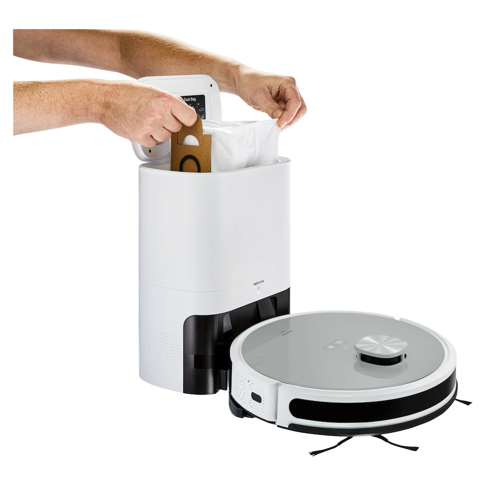 MEDION Robotersauger X21 – 0,6 l, Akkubetrieb, 3,0 kg, für Amazon Alexa