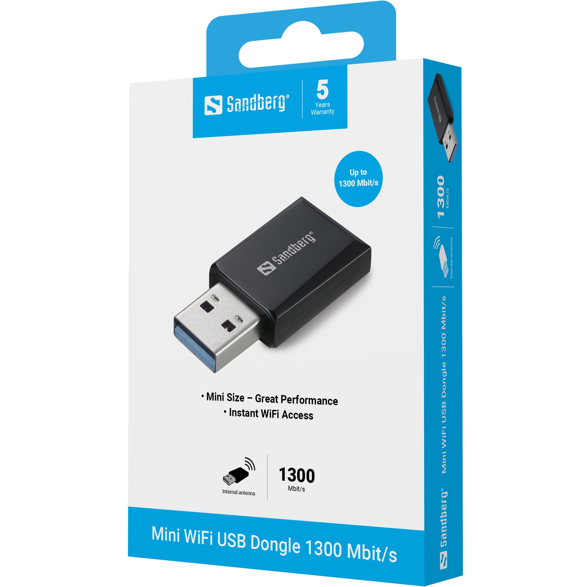 Sandberg Mini Wi-Fi Dongle – USB-WLAN-Adapter, Wi-Fi 5 (802.11ac), bis 1267 Mbit/s, für Windows 10/11