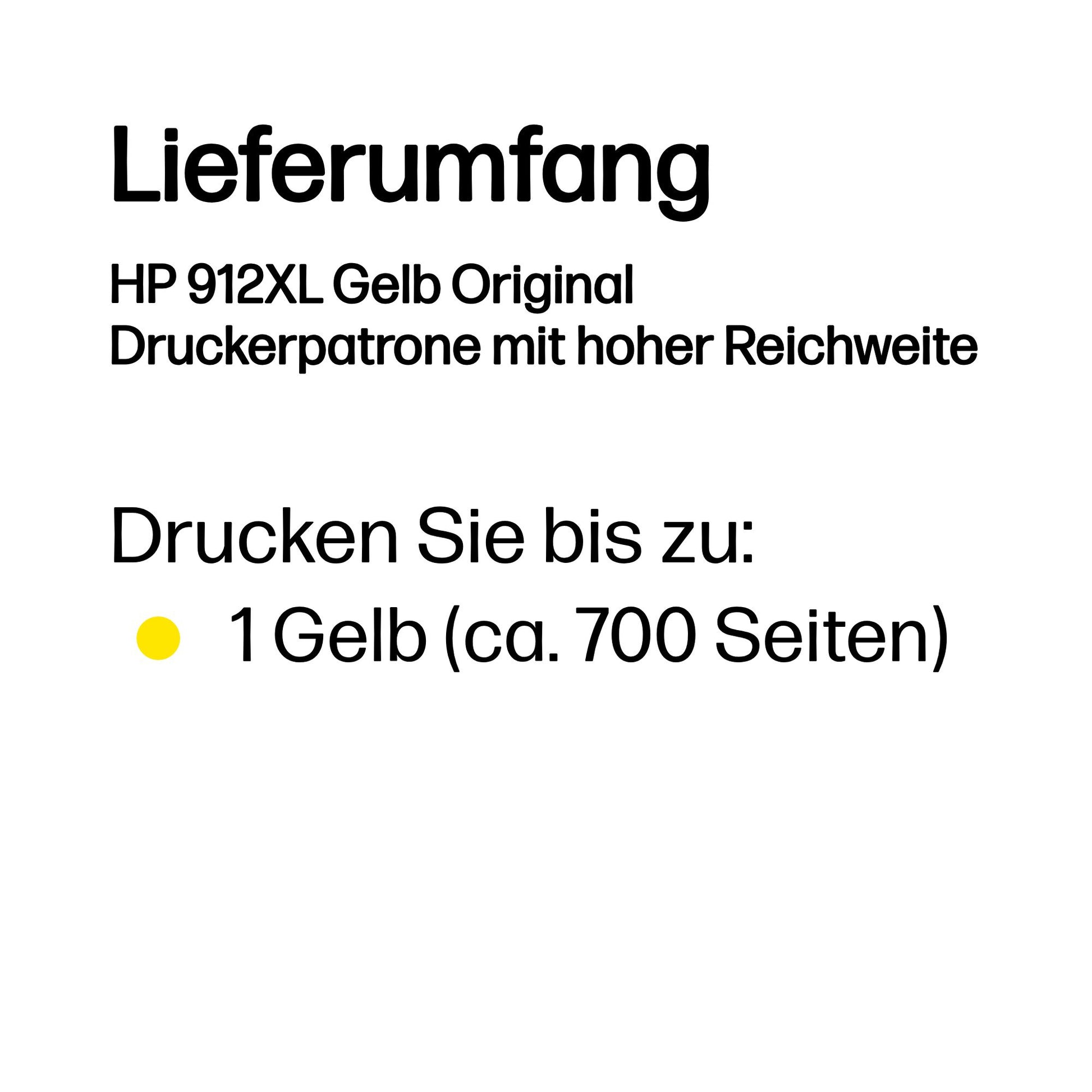 HP 912XL Gelb Tintenpatrone (Original) – 700 Seiten – für HP OfficeJet/OfficeJet Pro