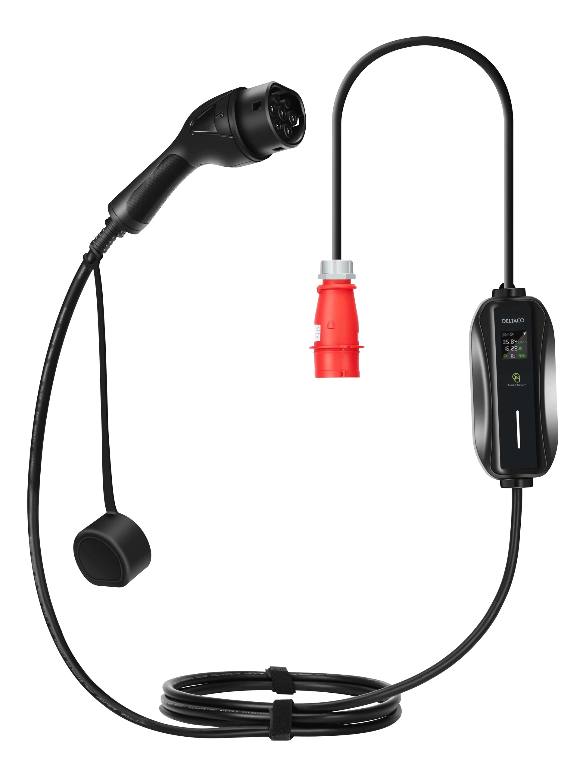 Deltaco Adapterkabel, CEE 16A–Typ 2, 6 m, IP66 – Schwarz