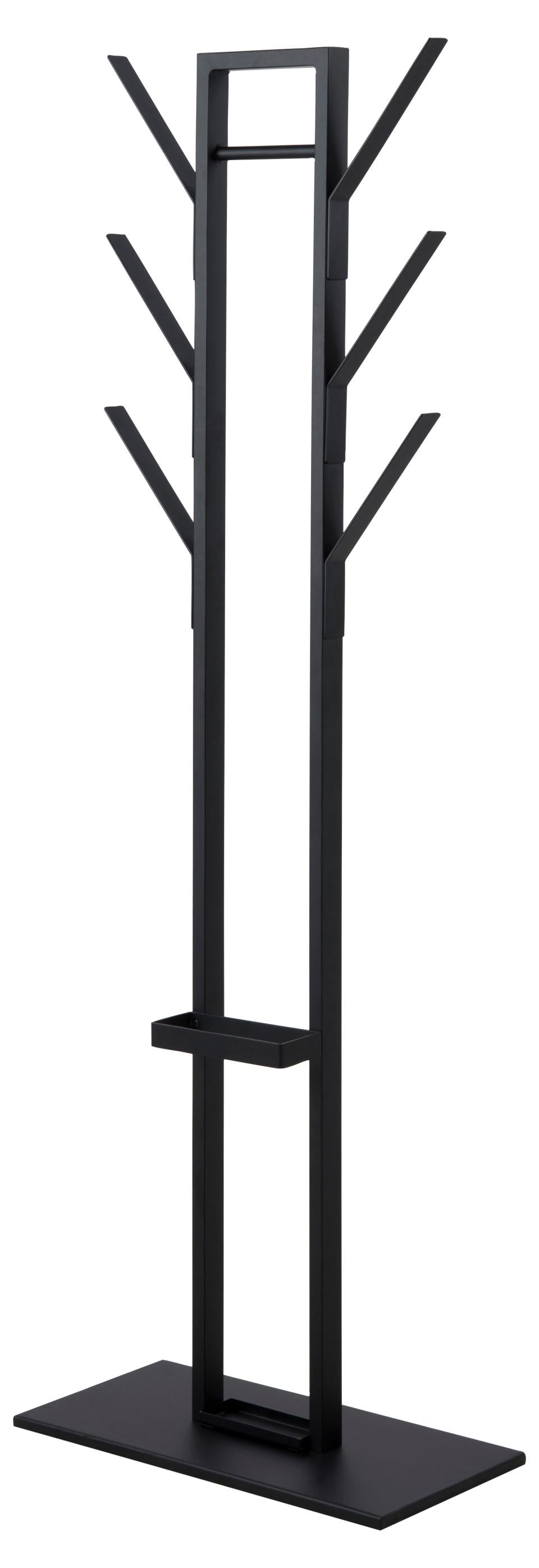 Actona Vinson Garderobenständer – mit Schirmhalter, 6 Haken – Stahl – Schwarz – 1'650 mm