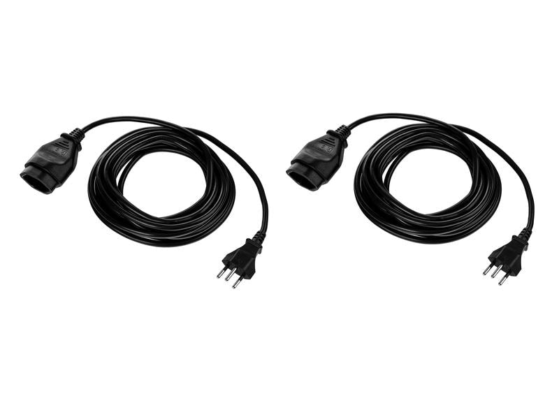 Furber. Verlängerungskabel – T12–T13, 5 m, H05VV‑F, 3×1 mm², Schwarz, 2er-Set