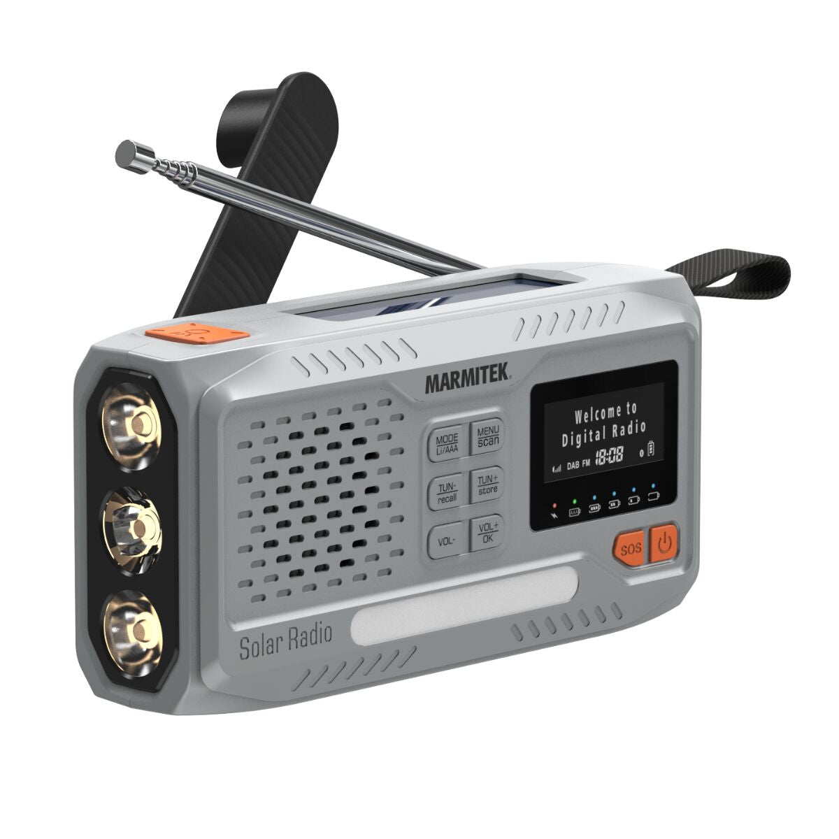 Marmitek RESQ 100 – Tragbares DAB+ Radio, UKW, Bluetooth, IPX3 – Grau