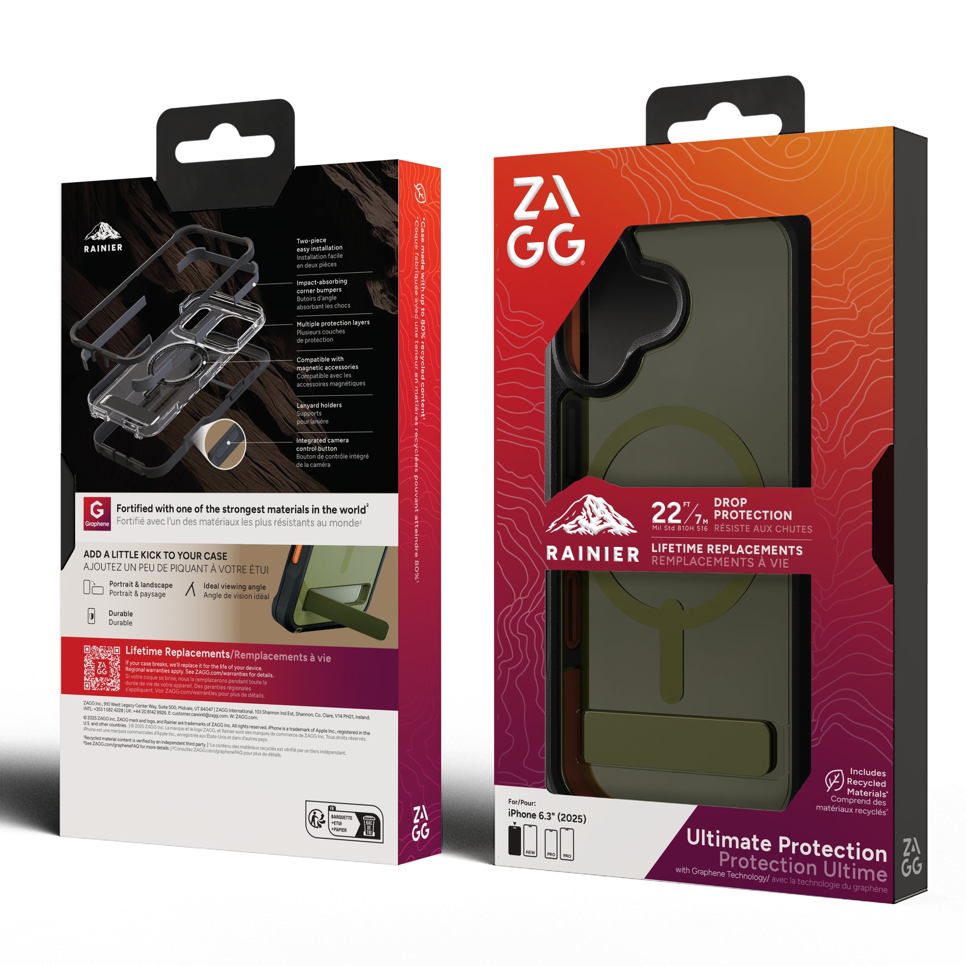 ZAGG Backcover – für Apple iPhone 17, MagSafe, mit Ständer, Graphen, Grün, bis 7 m sturzsicher