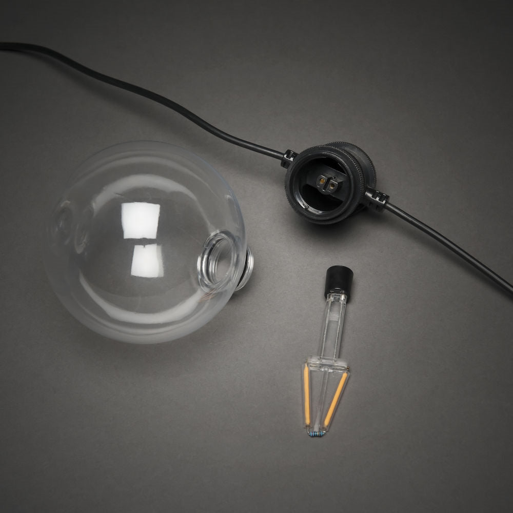 Konstsmide Lichterkette – 46 lm, 7 W, Bernstein, 1800 K, IP55, Netzbetrieb, dimmbar, Transparent, Kunststoff