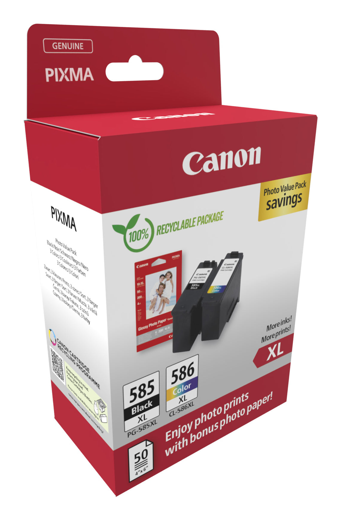 Canon PG-585XL/CL-586XL Tintenpatronen-Multipack, Schwarz/Dreifarbig (Original)