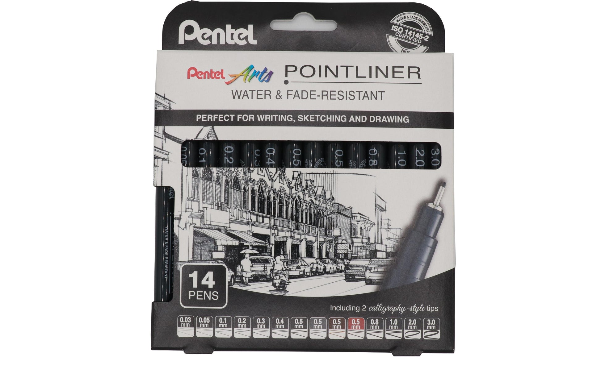 Pentel Fineliner – 14er-Set 0,1 mm – schwarz