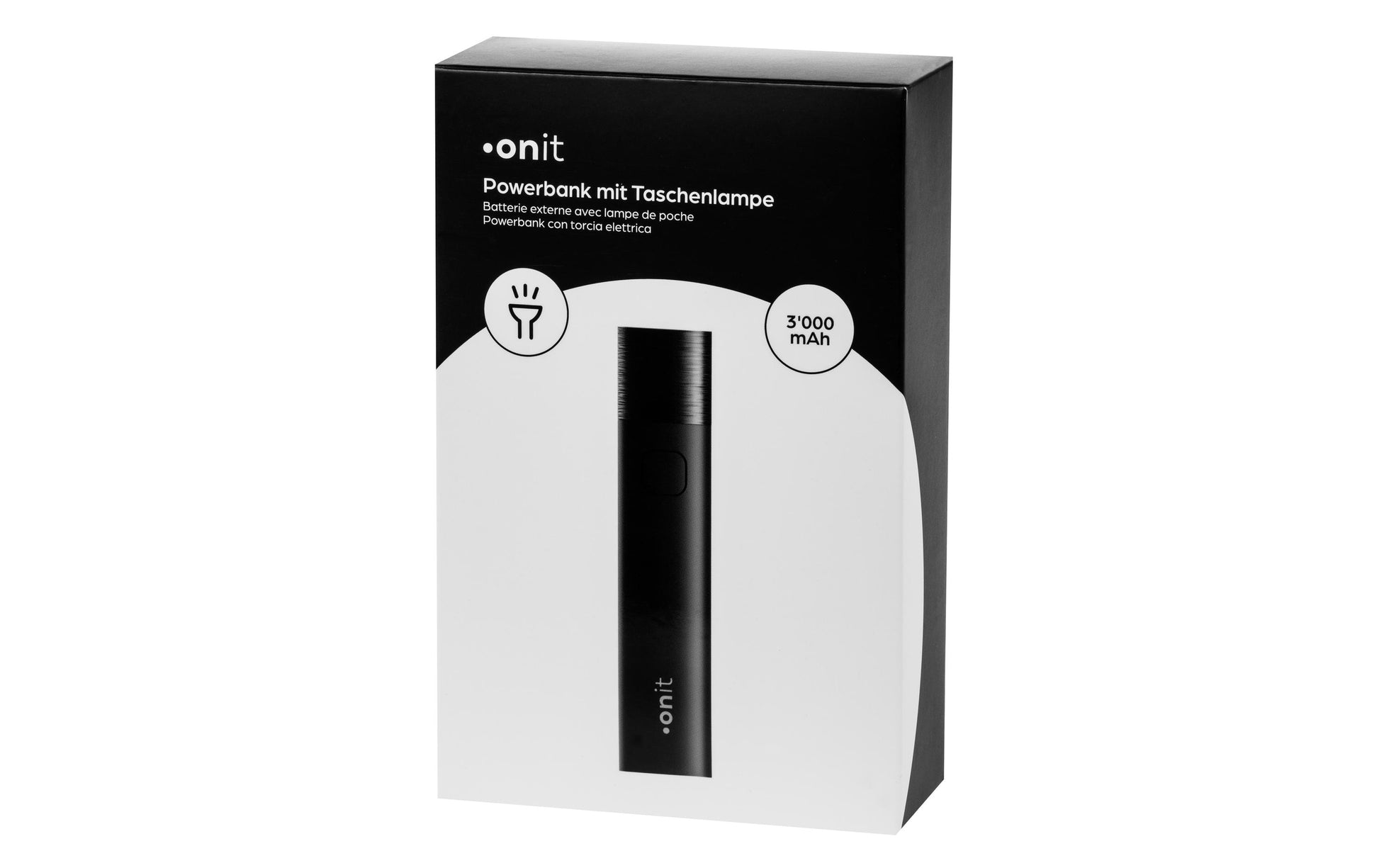 ONIT Powerbank 3'000 mAh – 1× USB-A, schwarz