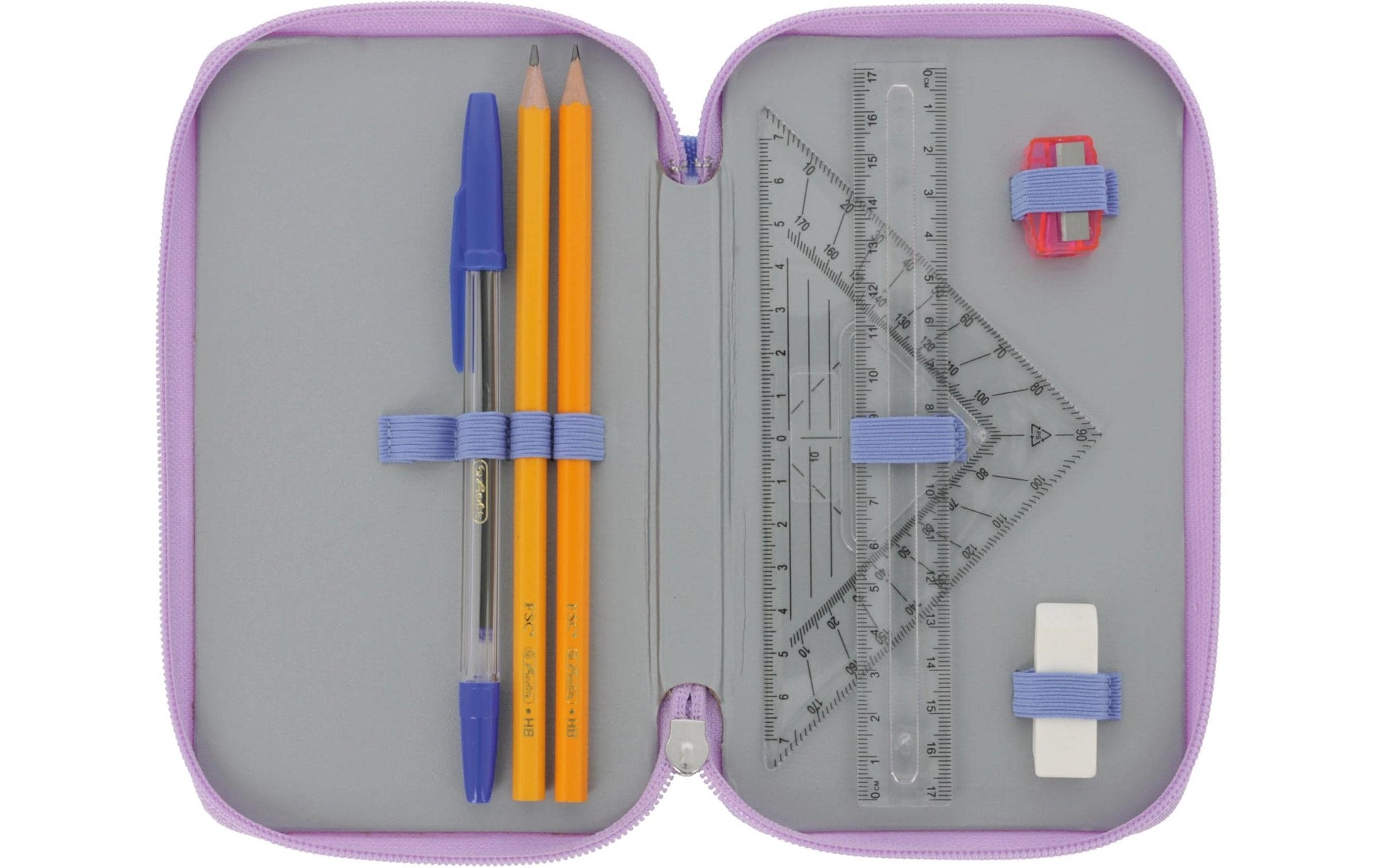 Herlitz Mystic Mermaid – Schüleretui, 2 Klappen, gefüllt (23-teilig), Blau/Pink, 19,3 × 5 × 11,5 cm