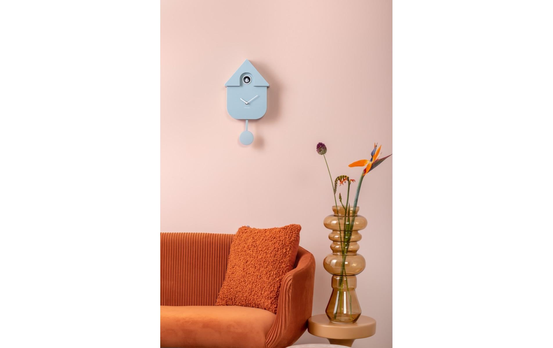 Karlsson Moderne Kuckucksuhr – 21,5 × 41 × 8,5 cm, hellblau, Kunststoff