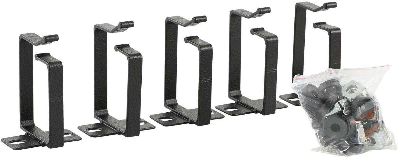 Lanview RAO120BL Kabelorganizer-Haken-Set – Aluminium, 44×70×40 mm, 5er-Set, Schwarz