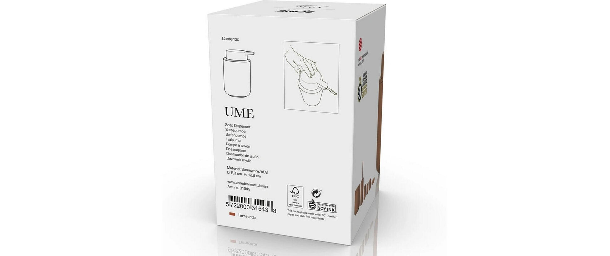 Zone Denmark UME Seifenspender – Keramik, Terrakotta, 250 ml
