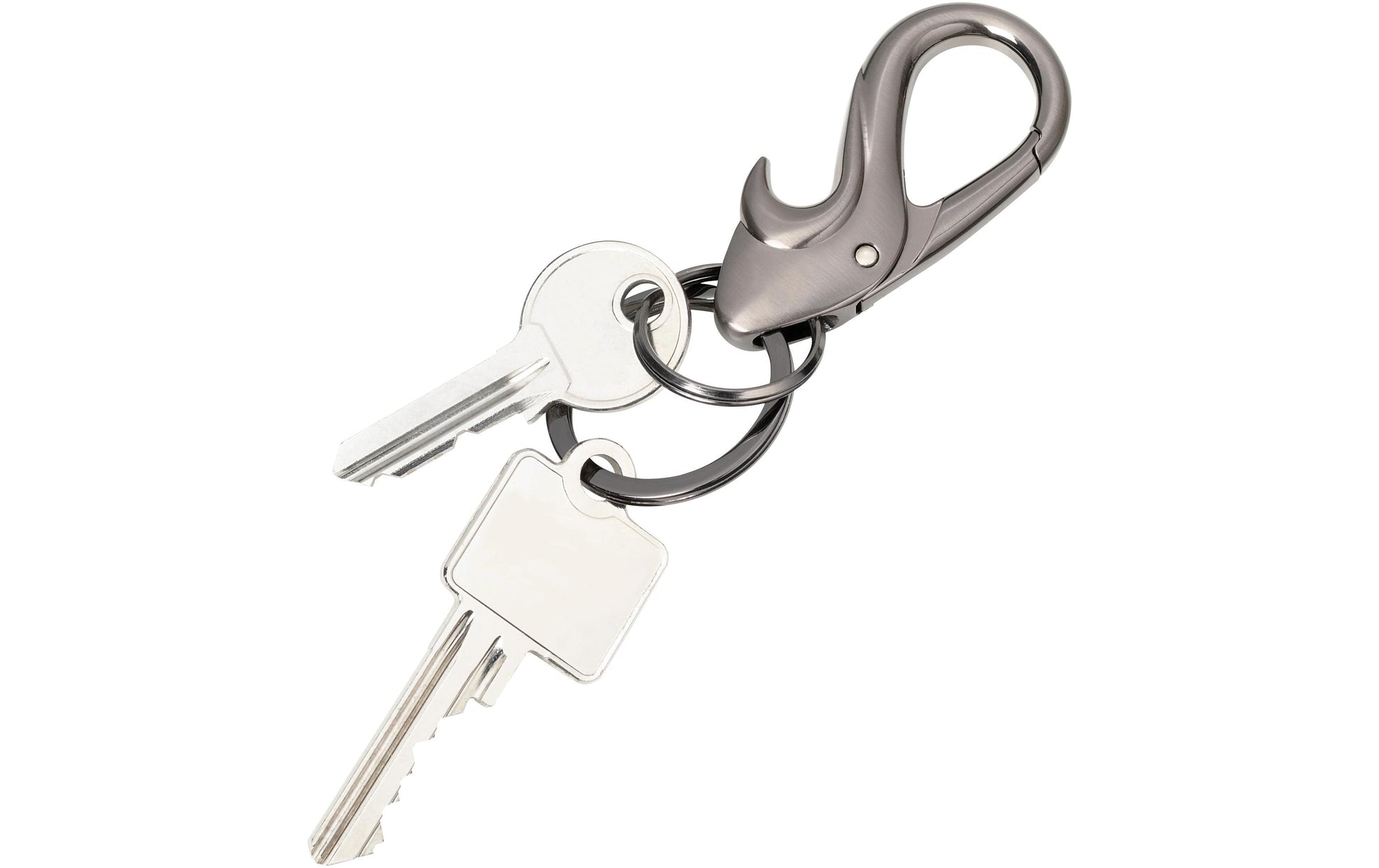 TROIKA Multitool-Schlüsselanhänger Drop – Flaschenöffner, mit Karabiner, Metall/Chrom, Grau