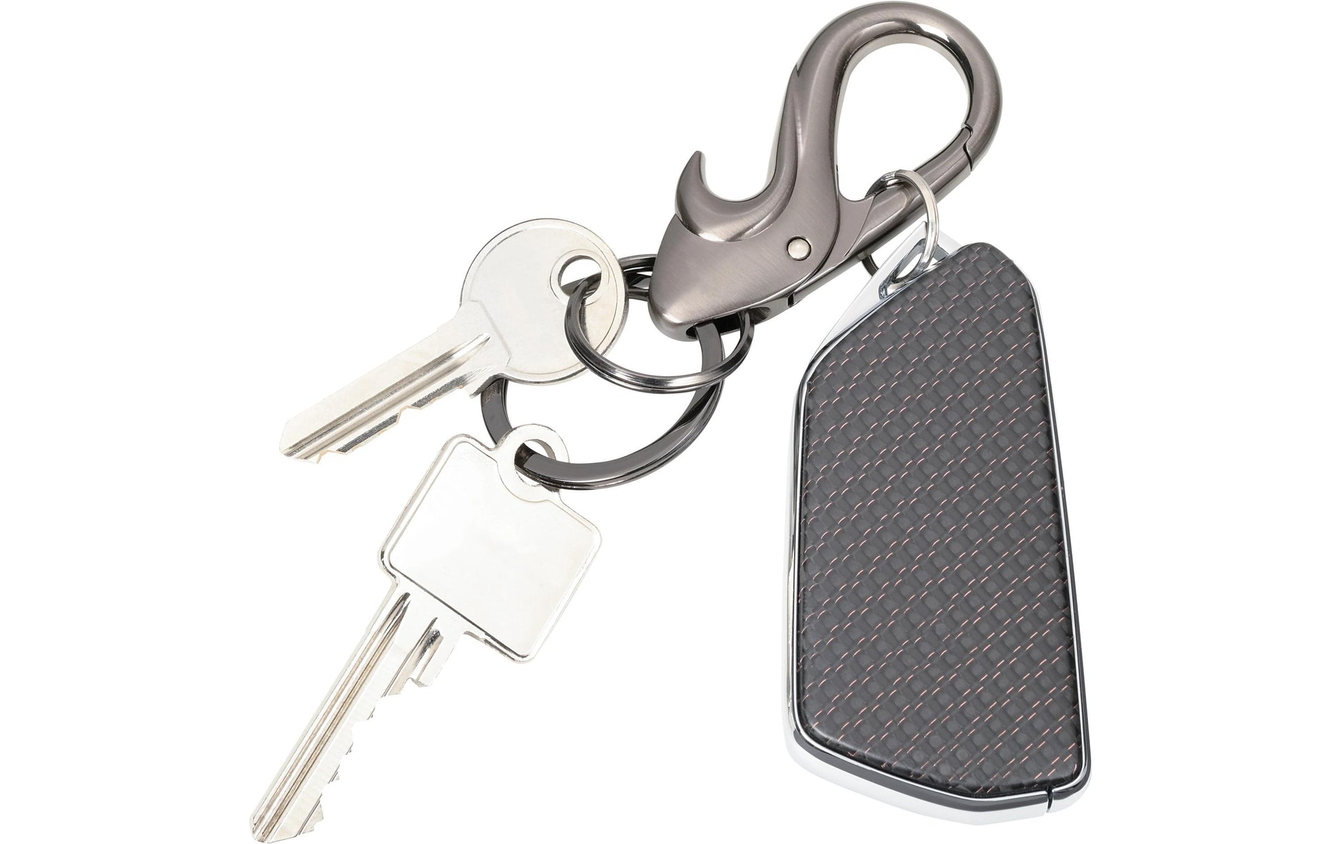 TROIKA Multitool-Schlüsselanhänger Drop – Flaschenöffner, mit Karabiner, Metall/Chrom, Grau