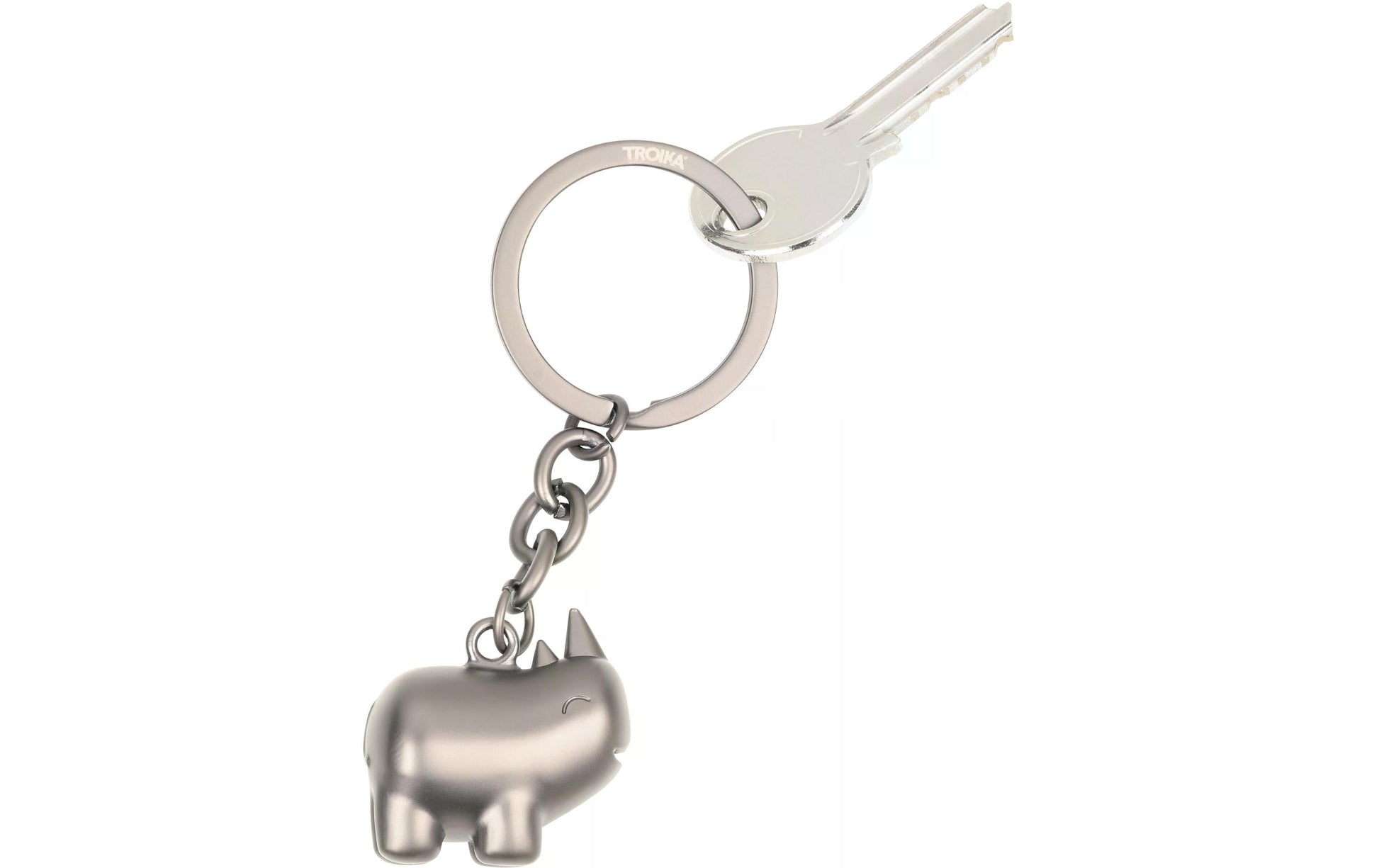 TROIKA Schlüsselanhänger Happy Rhino – Metall, Dunkelgrau