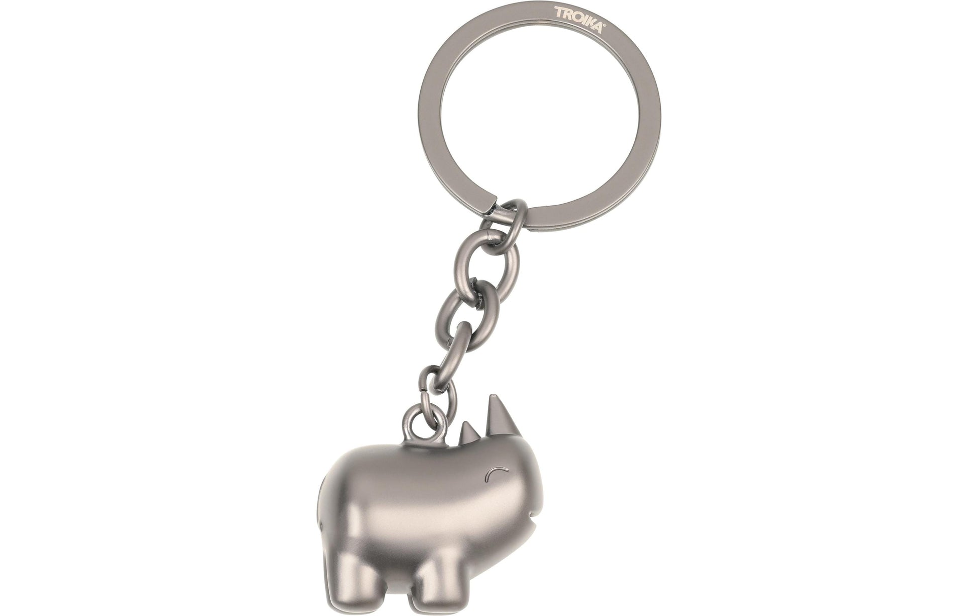 TROIKA Schlüsselanhänger Happy Rhino – Metall, Dunkelgrau