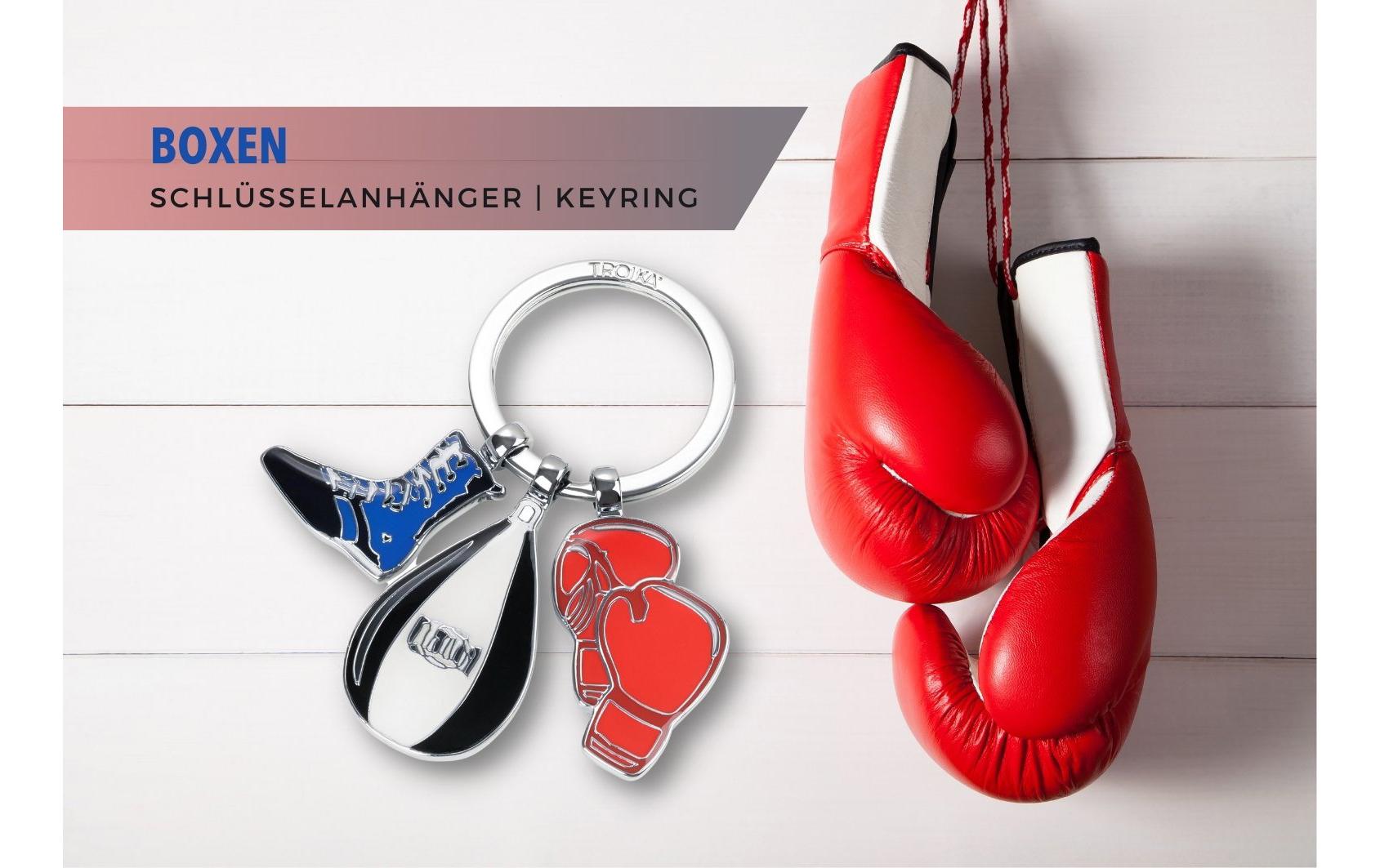 TROIKA Schlüsselanhänger Boxen – 3 Anhänger, Metall, Mehrfarbig