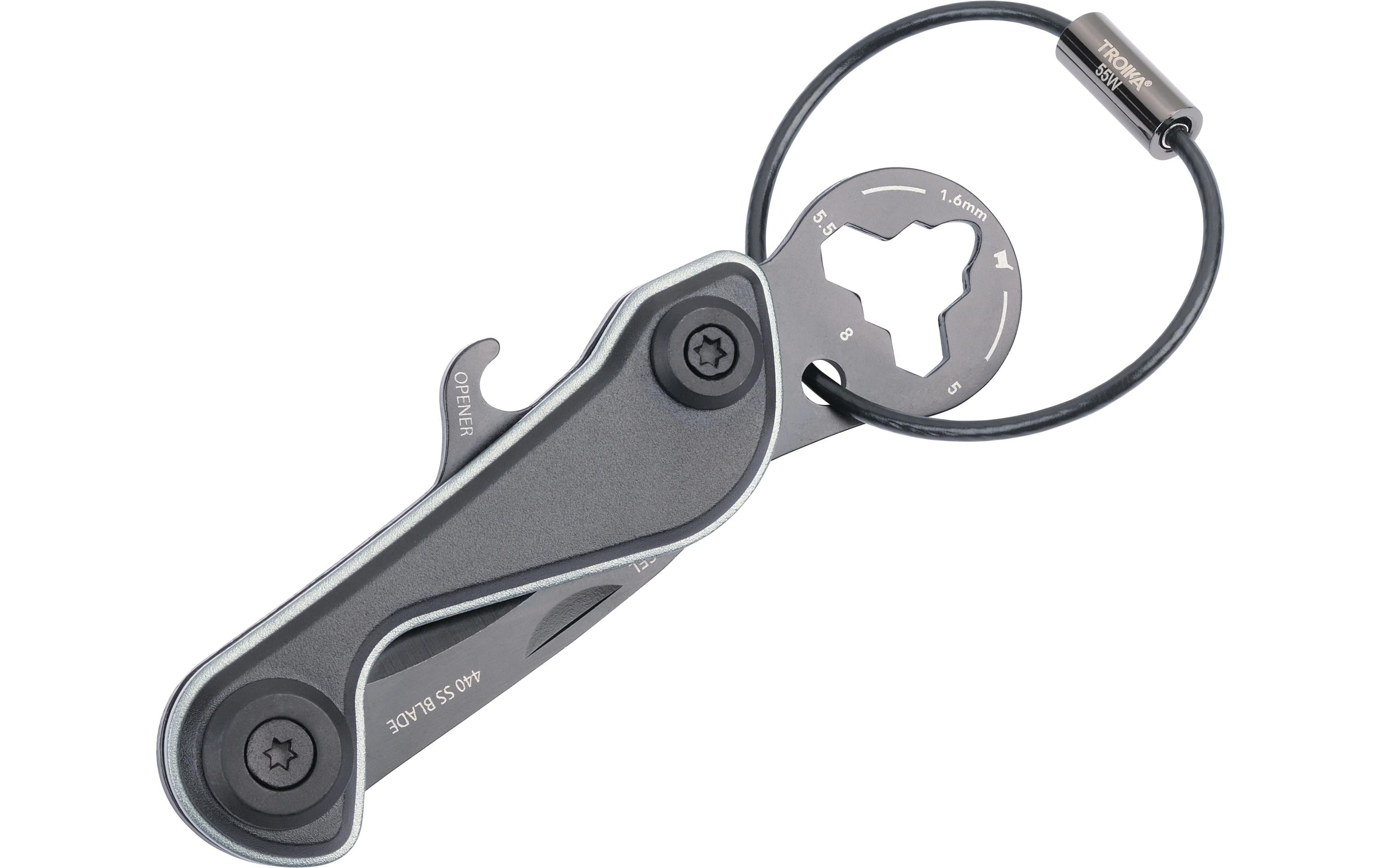 TROIKA Mini-Werkzeug – Parcel Cut & Cart, Multitool, 9 Funktionen