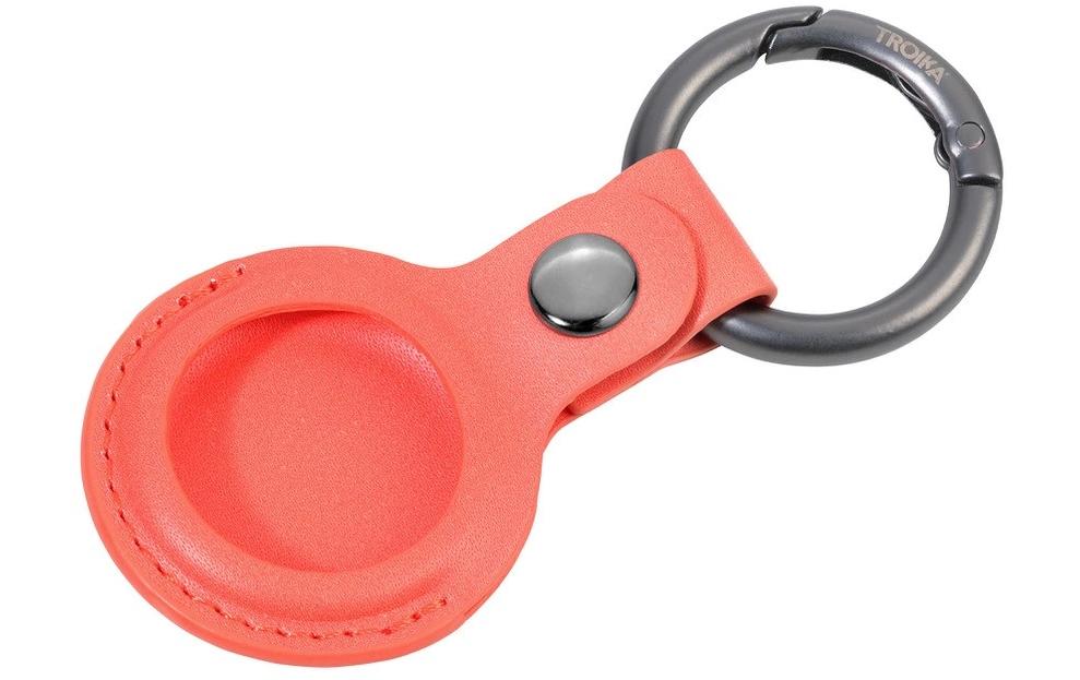 TROIKA Schlüsselanhänger für AirTag – Kunstleder, Orange, 88 × 40 × 8 mm