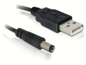 DeLOCK Stromkabel – USB-A auf Hohlstecker 5,5 mm/2,1 mm (Stecker auf Stecker) – USB 2.0 (480 Mbit/s) – 1 m