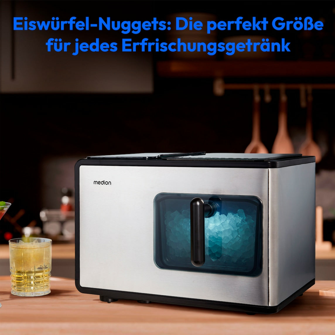 MEDION Eiswürfelmaschine MD 11960 – 15 kg/24 h, 2 l – schwarz/edelstahl