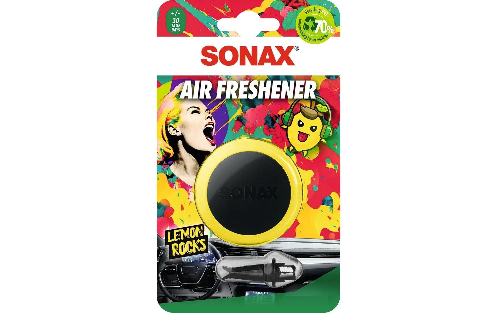 Sonax Lufterfrischer Lemon Rocks – für Innenraum – anklippbar – 1 Stk.