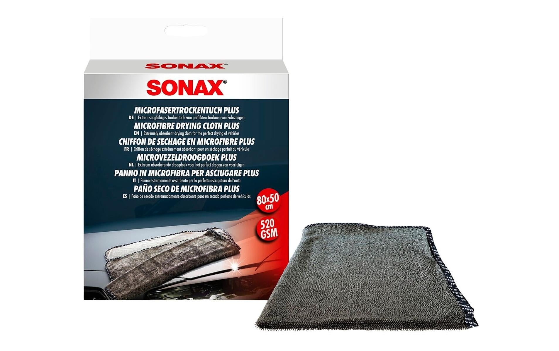 Sonax Mikrofasertuch Trocken Tuch Plus – schwarz – 80 × 50 cm – 1 Stk.