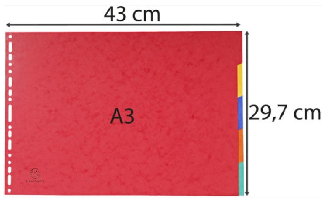 Exacompta Register A3 quer – blanko, 5 Taben, Karton 400 g/m², mehrfarbig