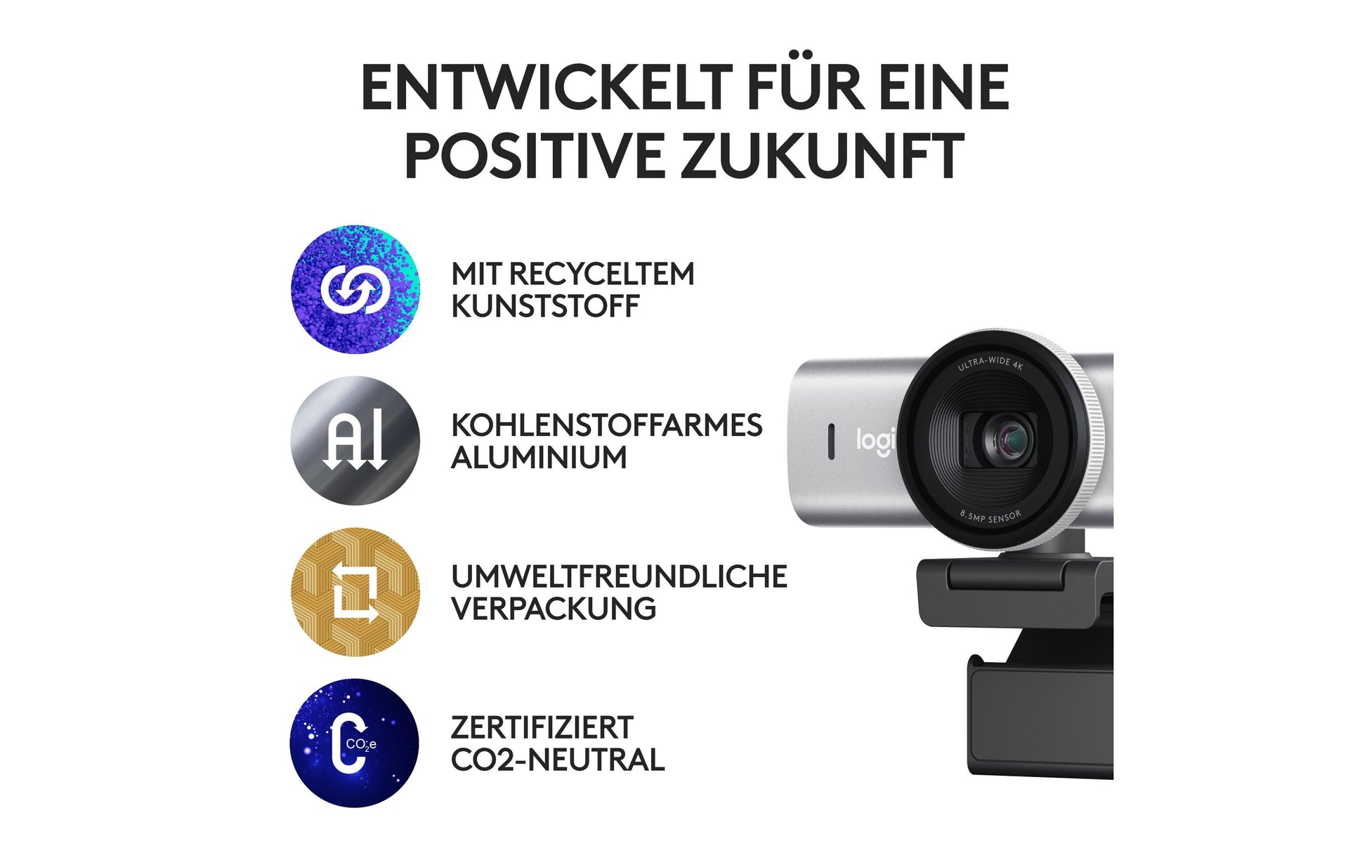 Logitech MX BRIO – Webcam – 4K, Grau