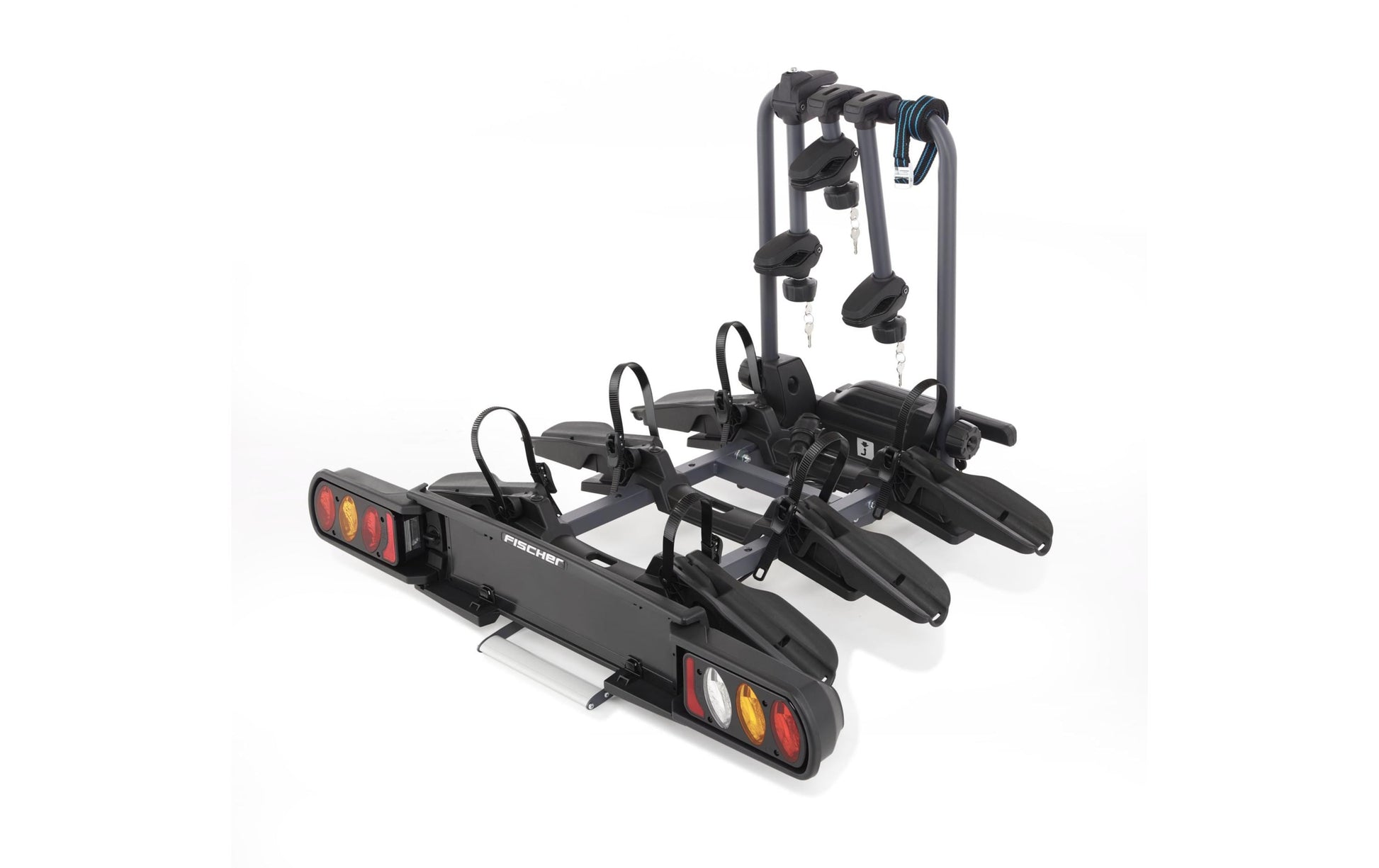 Fischer Sports Fischer ProlineEvo Fahrradträger – 3 Fahrräder – für Anhängerkupplung – Schwarz, Max. Tragkraft 60 kg, Zusammenklappbar