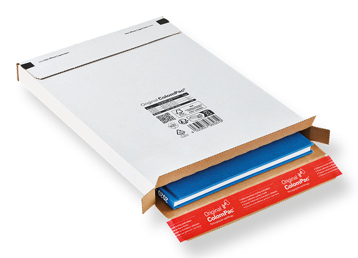 Versandverpackung Colompac – 344 × 244 × 28 mm, selbstklebend, weiss – 100 Stk.