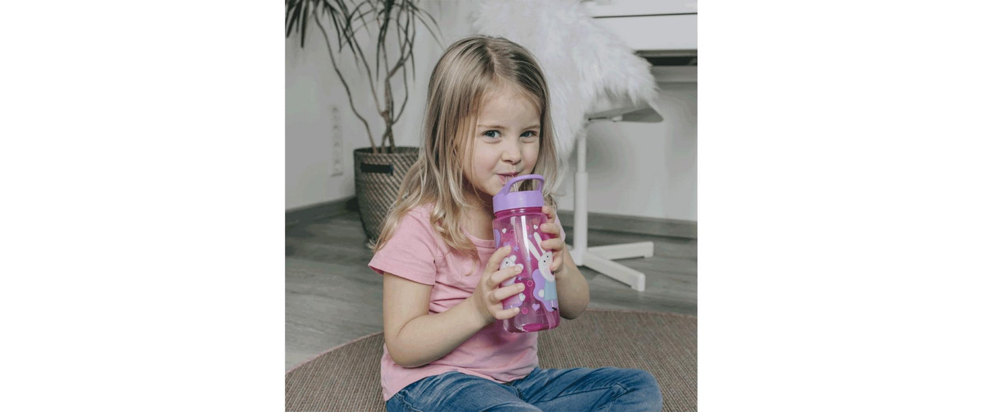 Scooli Kindertrinkflasche 500 ml – mit Strohhalm, Kunststoff, Peppa Pig