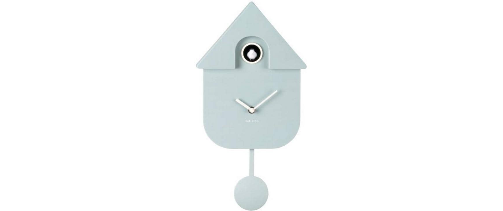 Karlsson Moderne Kuckucksuhr – 21,5 × 41 × 8,5 cm, hellblau, Kunststoff