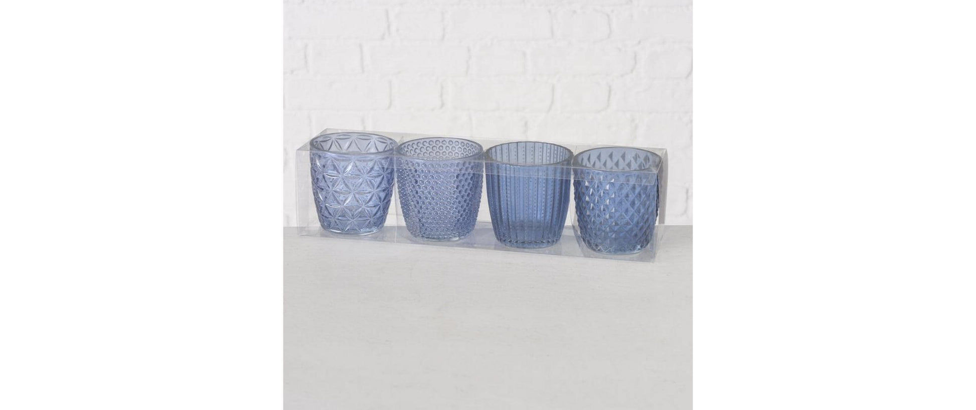 Boltze Windlicht – Glas, blau – Ø 7,5 × 7,5 cm – 4-teilig