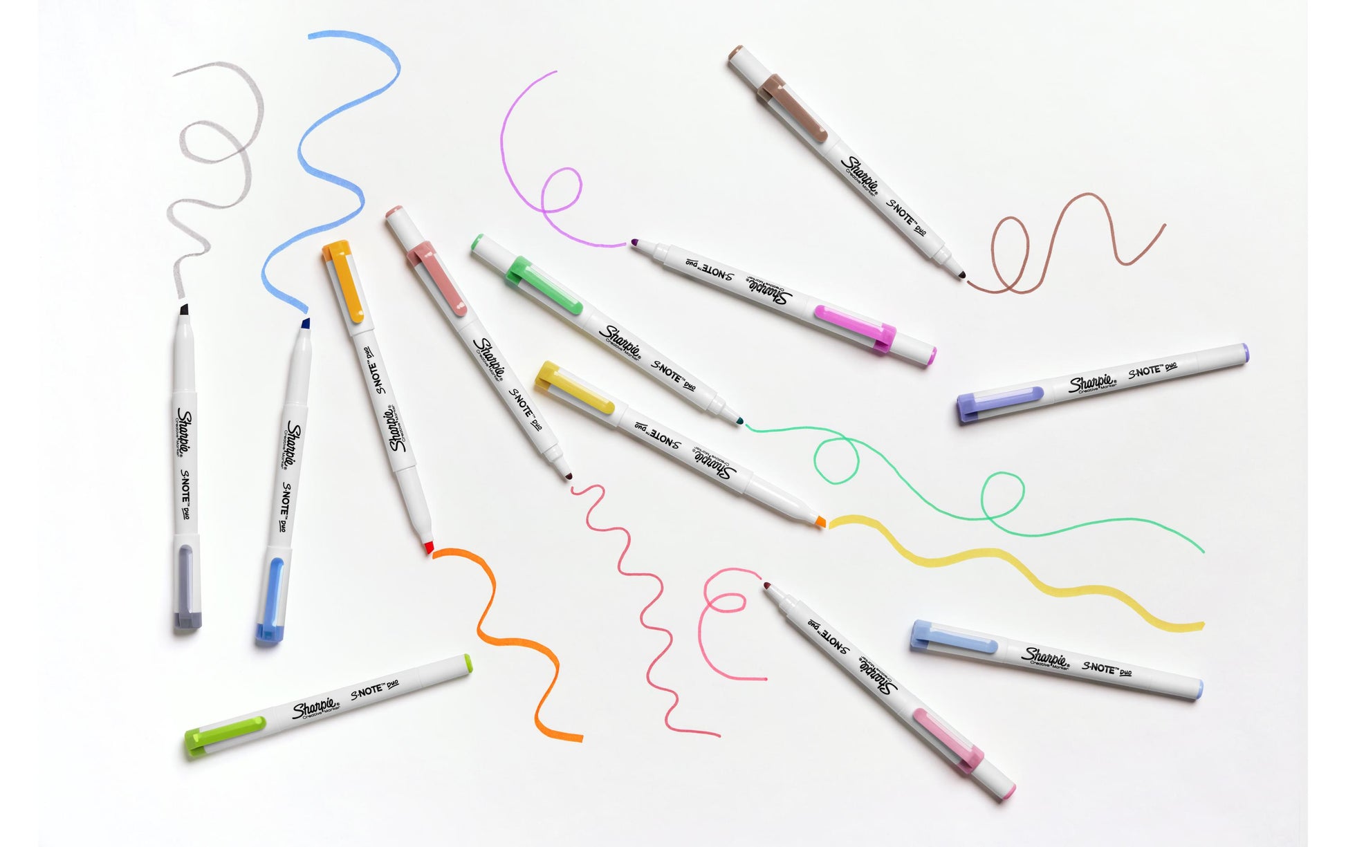 Sharpie S-Note Duo Textmarker – 16er Set, Farben: Blau/Braun/Grün …, Keil/Rund 1,5–3,5/1 mm, schnelltrocknend