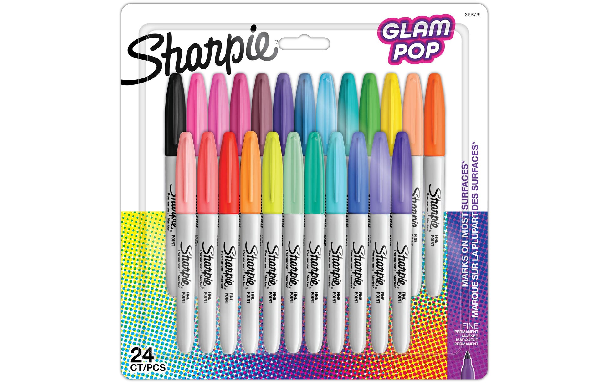 Sharpie Glam Pop Permanentmarker – Feine Spitze 1 mm – Mehrfarbig, 24er-Pack