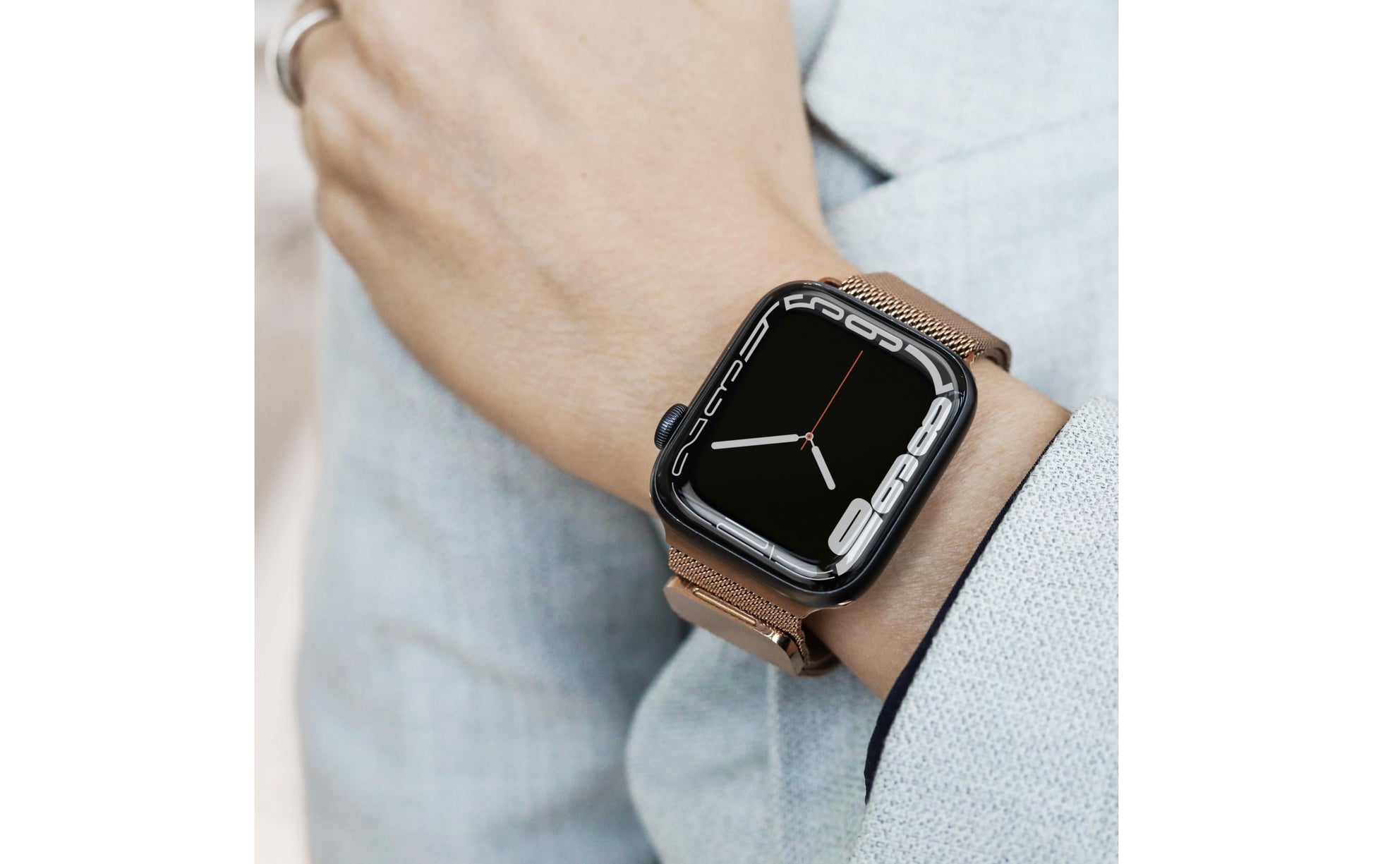 Vonmählen Milanese Loop Case 1 – Armband – für Apple Watch 38 mm, 40 mm, 41 mm, Roségold, Edelstahl
