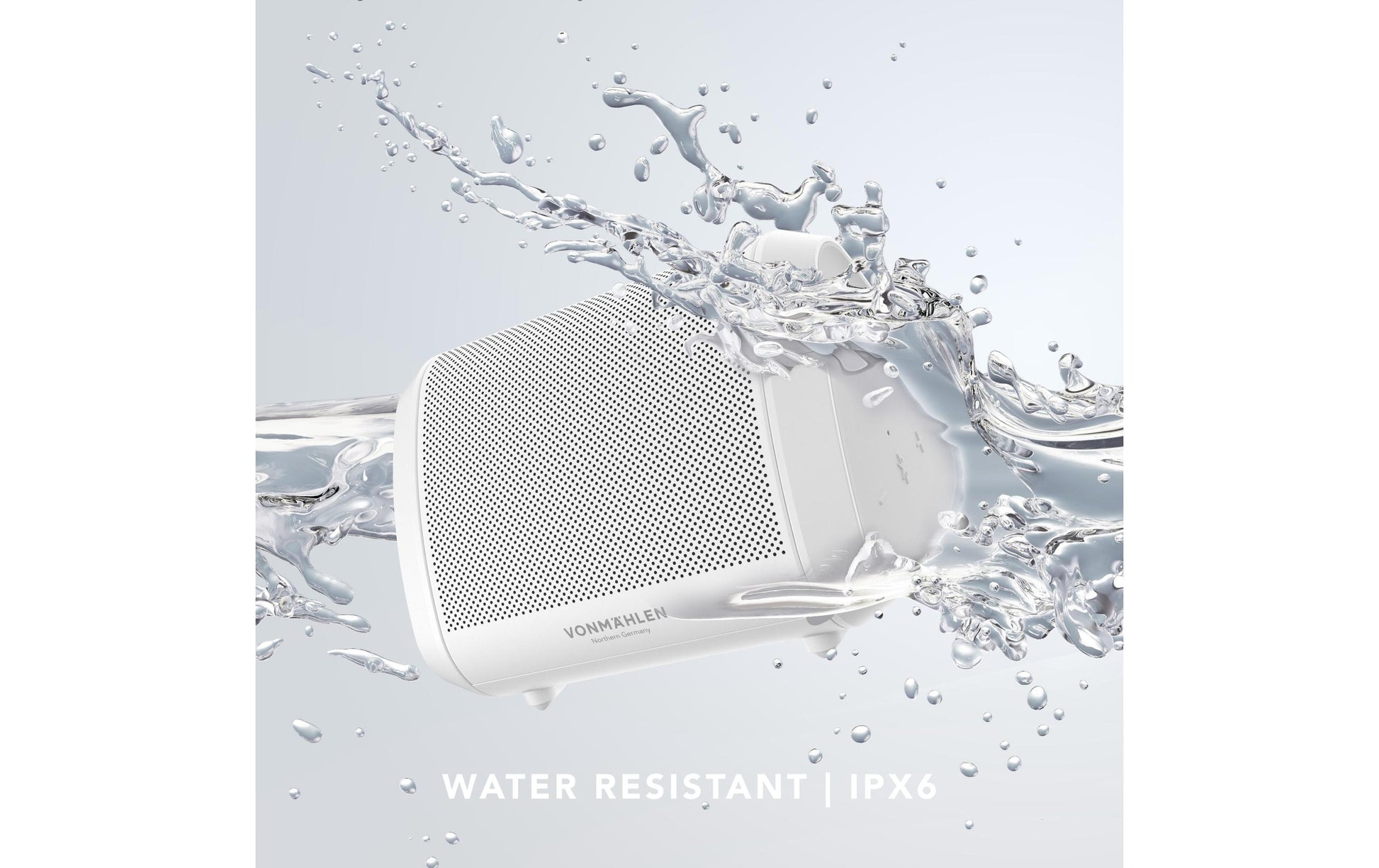 Vonmählen Air Beats Mini – Bluetooth-Lautsprecher – IPX6, 13 h Akku, Bluetooth 5.0, Mikrofon, Weiss