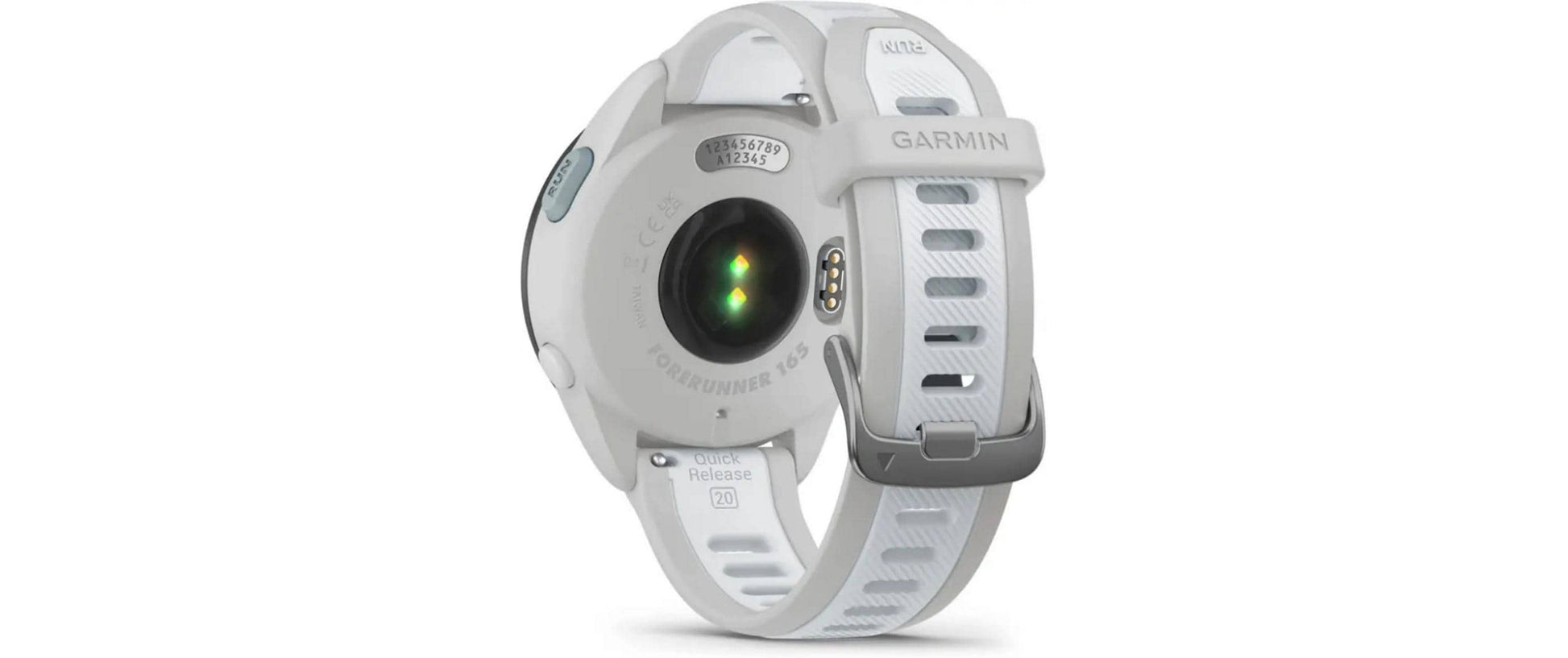Garmin Forerunner 165 – GPS-Smartwatch – 43 mm, 1,2", GPS, AMOLED, 5 ATM, Hellgrau/Weiss, Sportarmband
