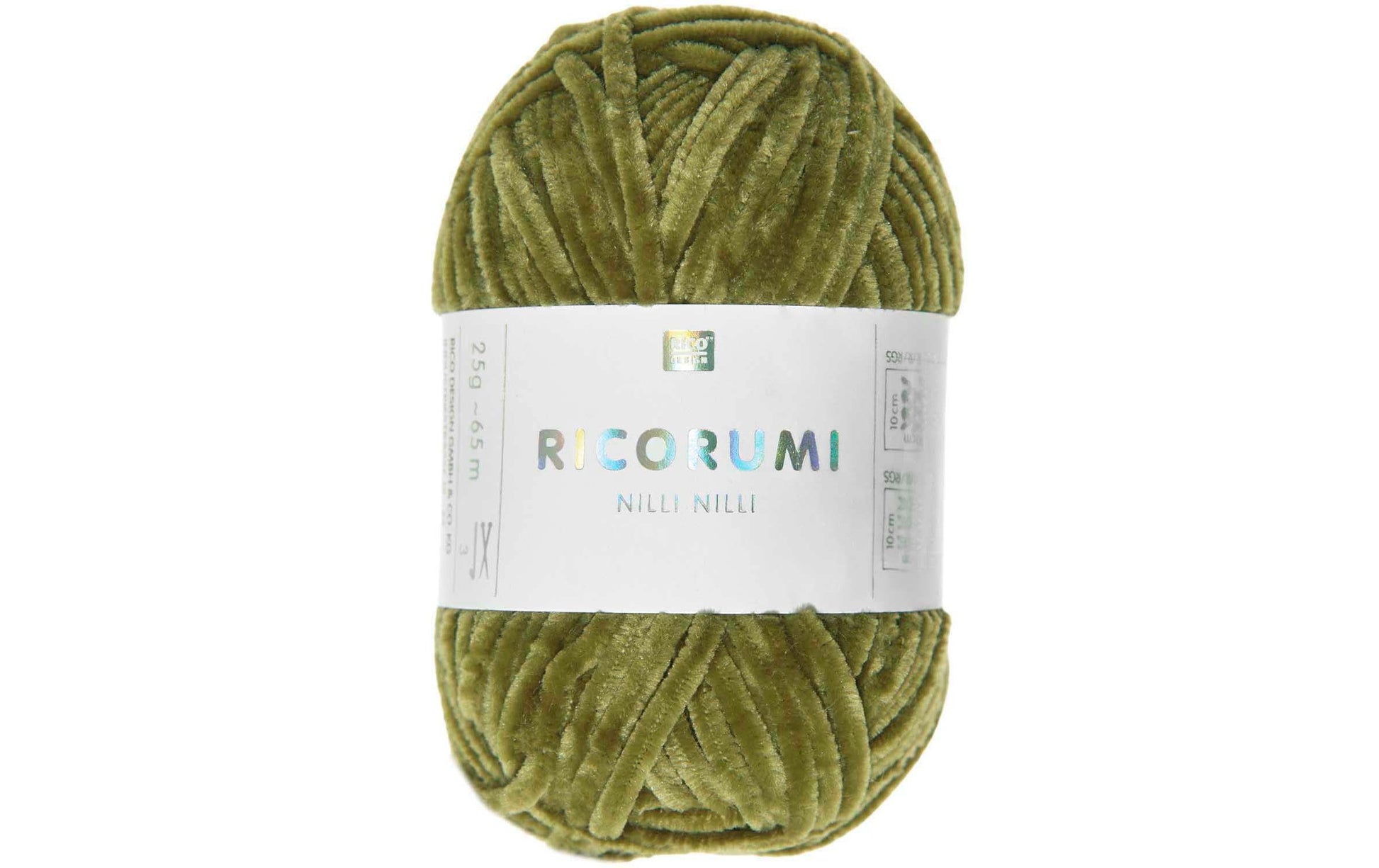 Rico Design Ricorumi Nilli Nilli Garn Olivgrün – 25 g, 65 m, 100% Polyester, Nadel 3 mm