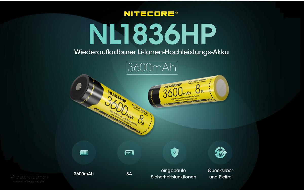 Nitecore 18650 Akku, Li-Ion, 3600 mAh, 3,6 V – 1 Stk.