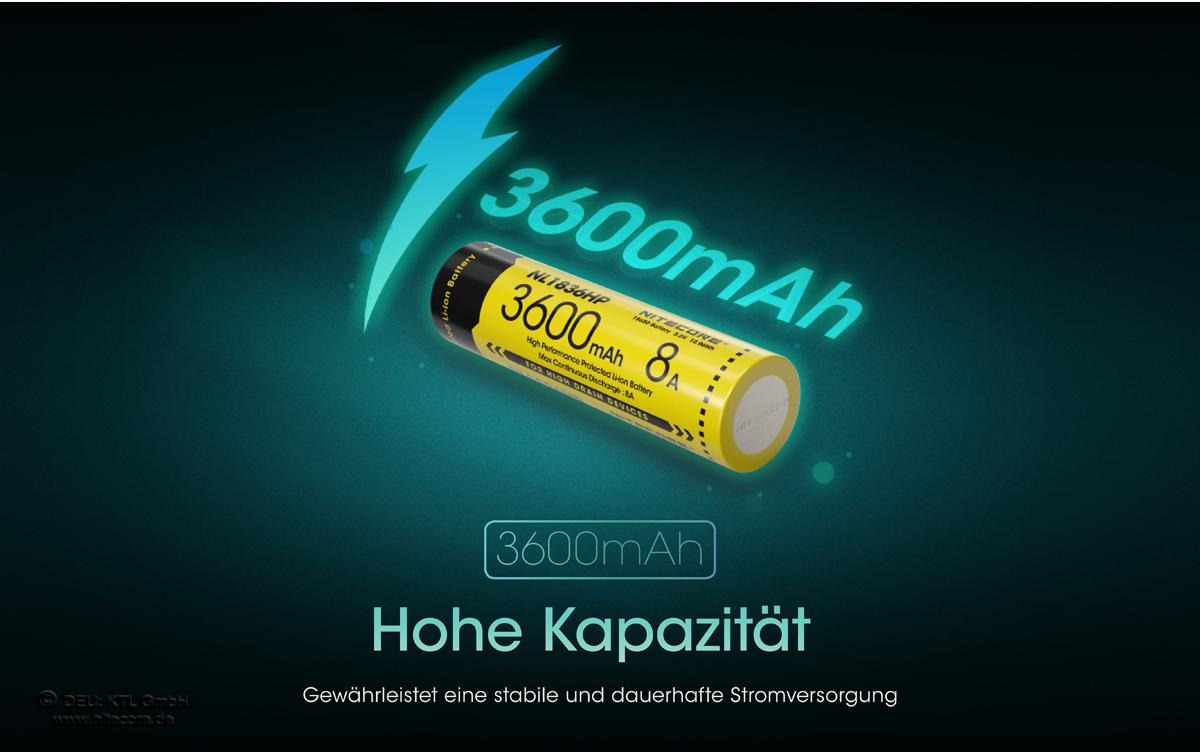 Nitecore 18650 Akku, Li-Ion, 3600 mAh, 3,6 V – 1 Stk.